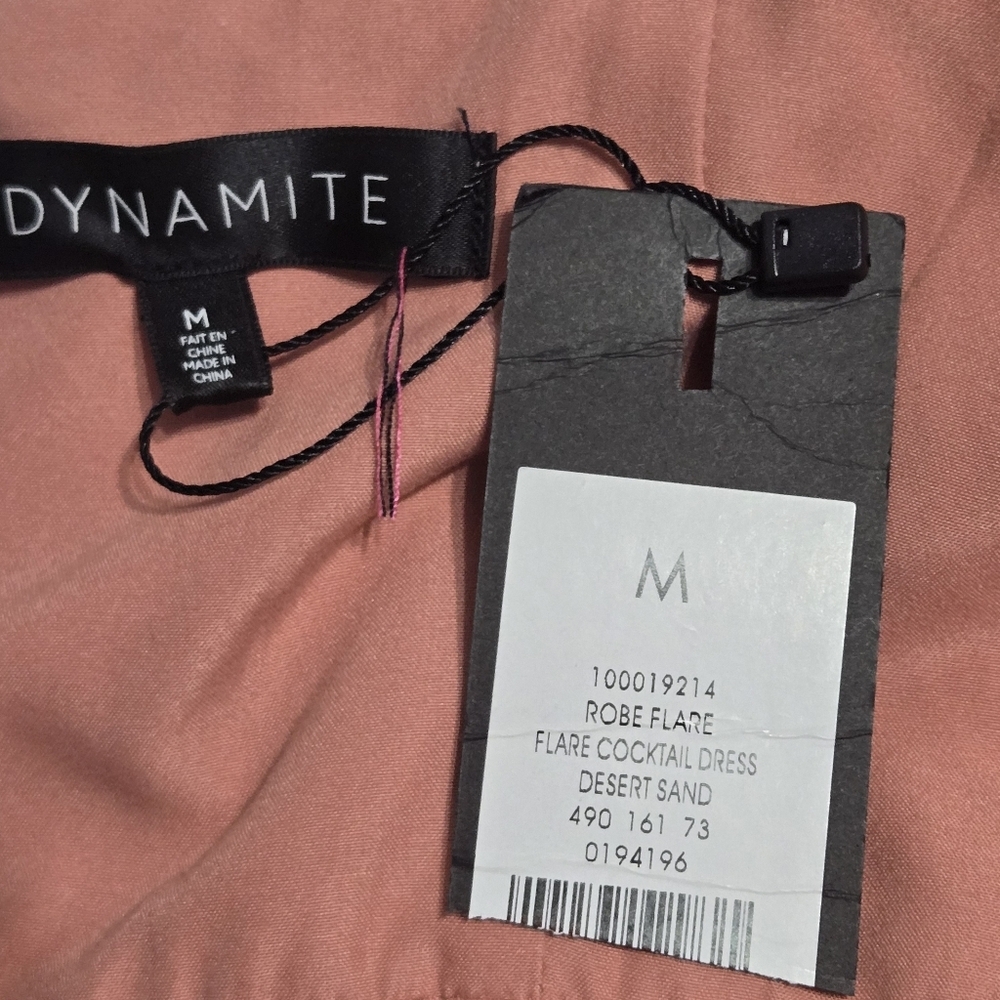 Dynamite Peach Color Fit-and-Flare Textured Pattern Strappy Mini Dress Medium - Picture 11 of 13